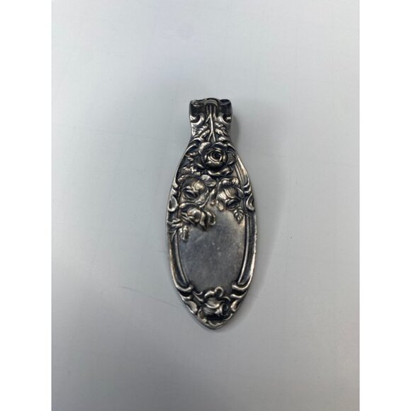 Antique Silverplate Ornate Floral Pendant With Embossed Rose Design - Picture 1 of 5